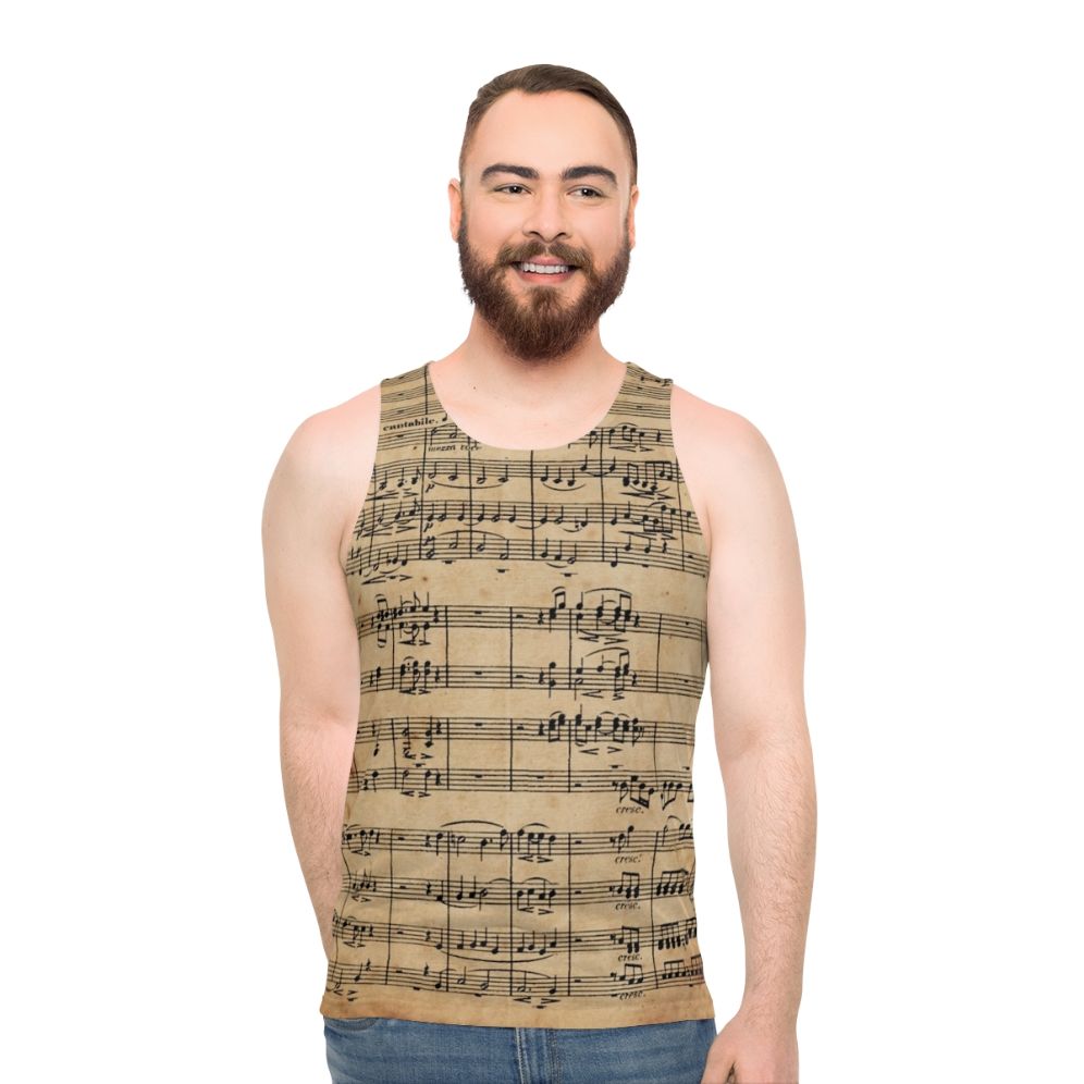 Beethoven's 9th symphony sheet music on antique paper design for unisex tank top - men