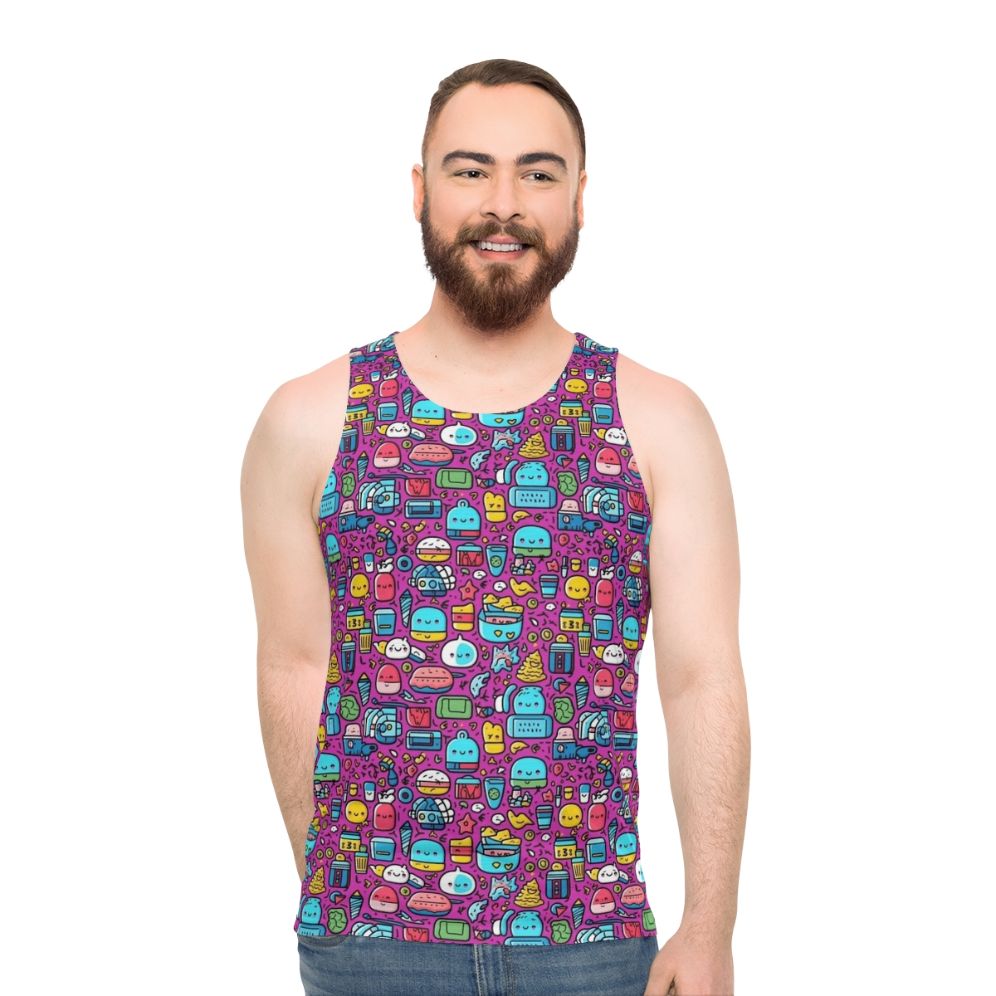 Hobbies unisex tank top with cartoon zoo animals and pineapple print - men