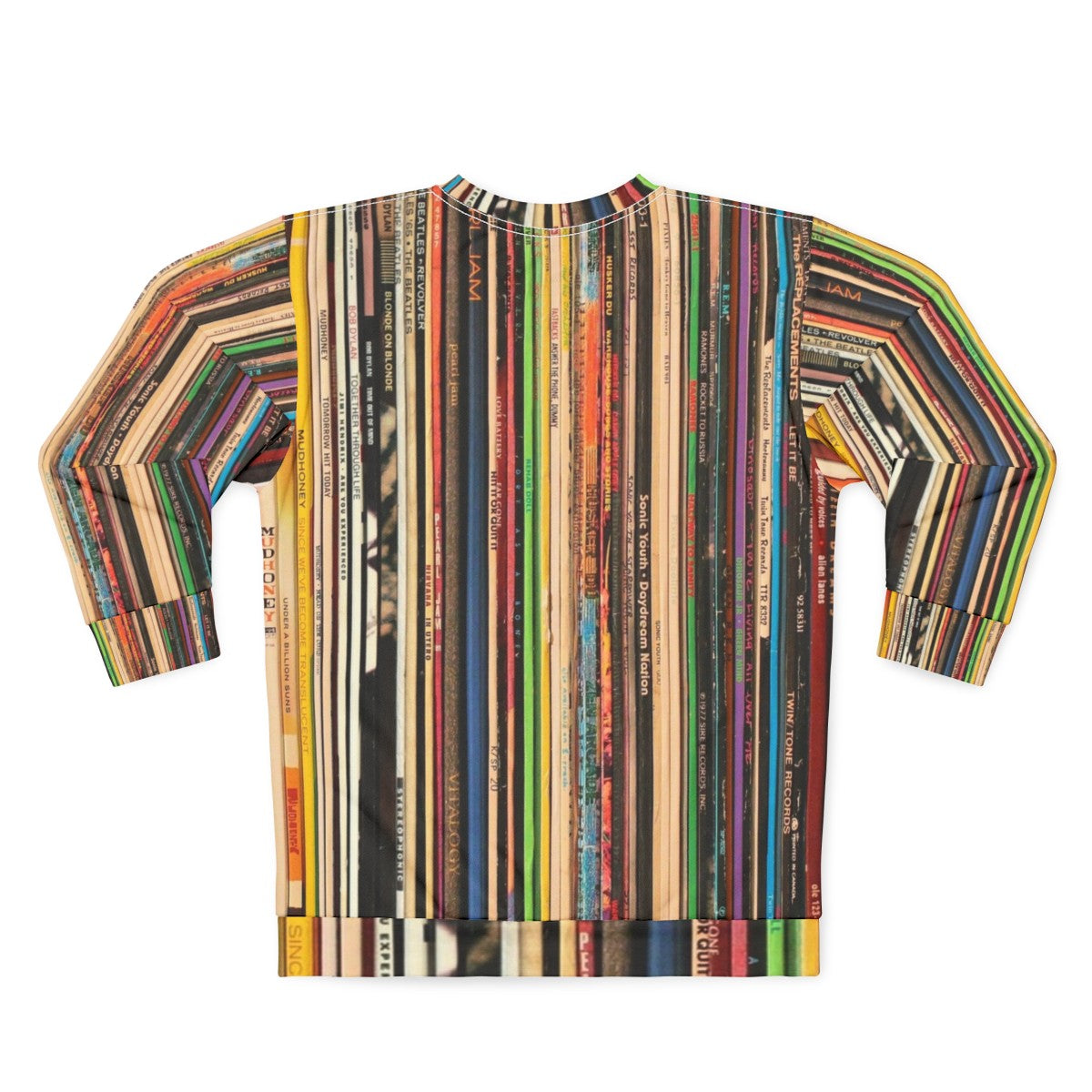 Vinyl Collector Sweatshirt featuring a turntable and record collection design - Back