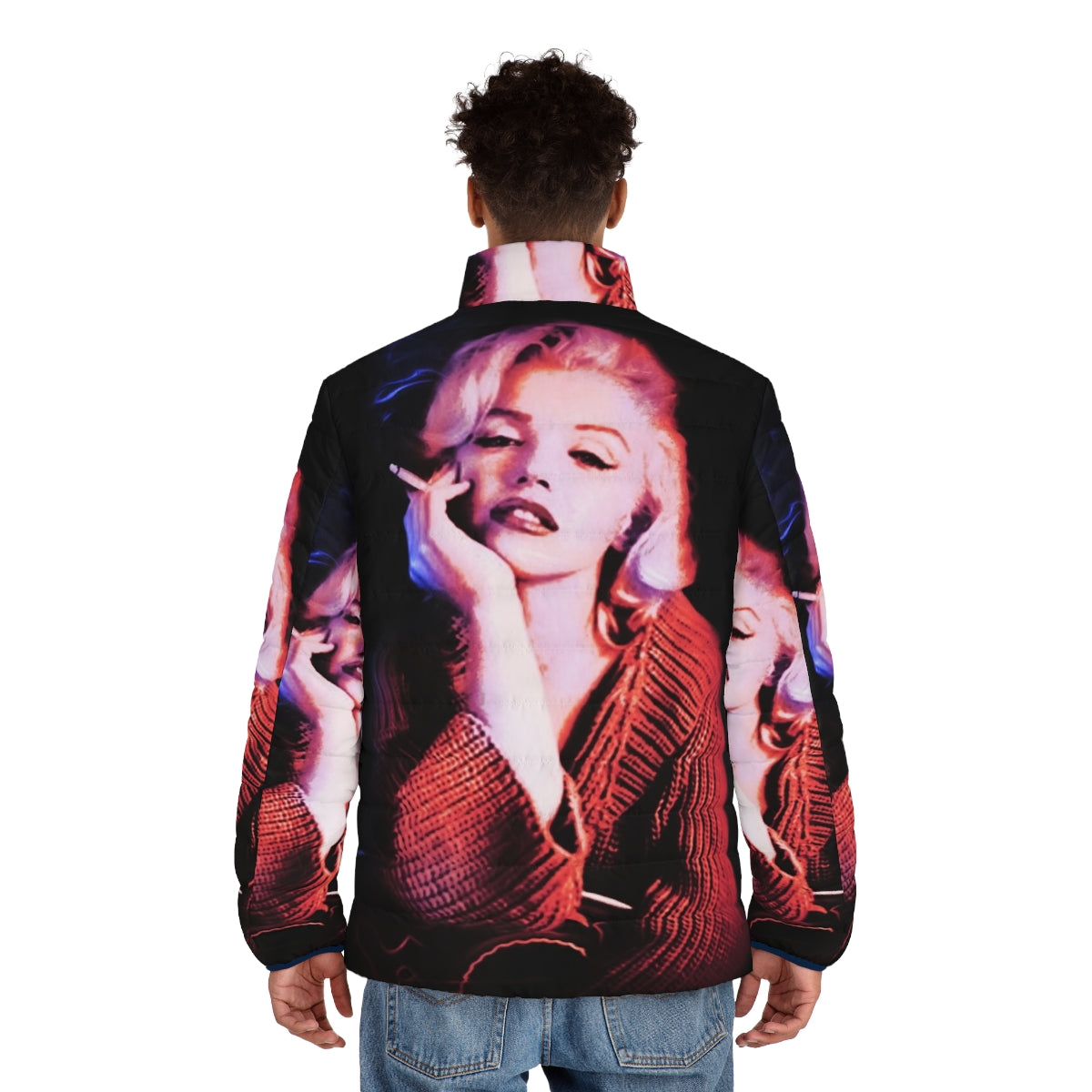 Marilyn Monroe Blue Smoke Puffer Jacket - Iconic Hollywood Cinema Star - men back