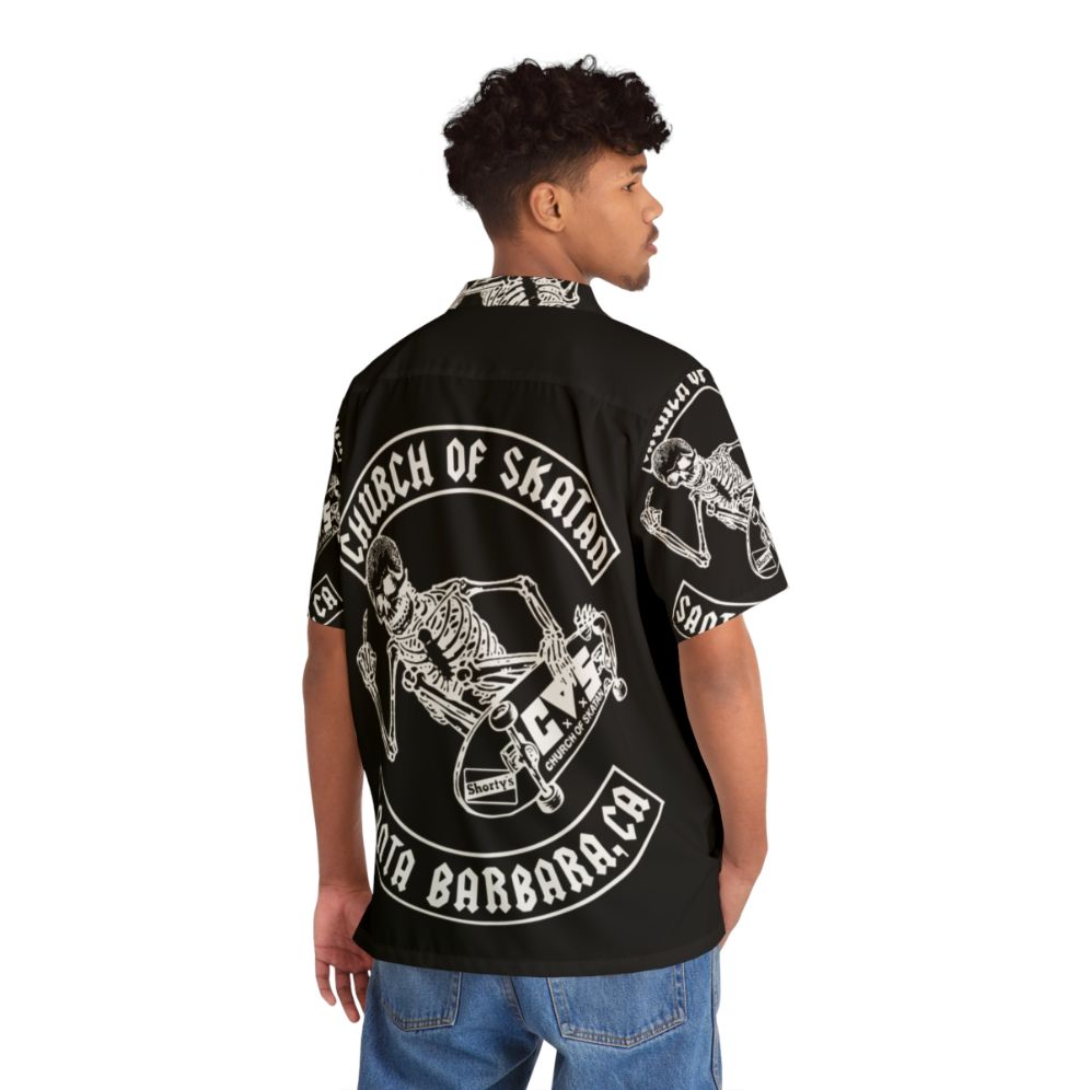 Skeleton print Hawaiian shirt for skateboarding and surf style - People Back