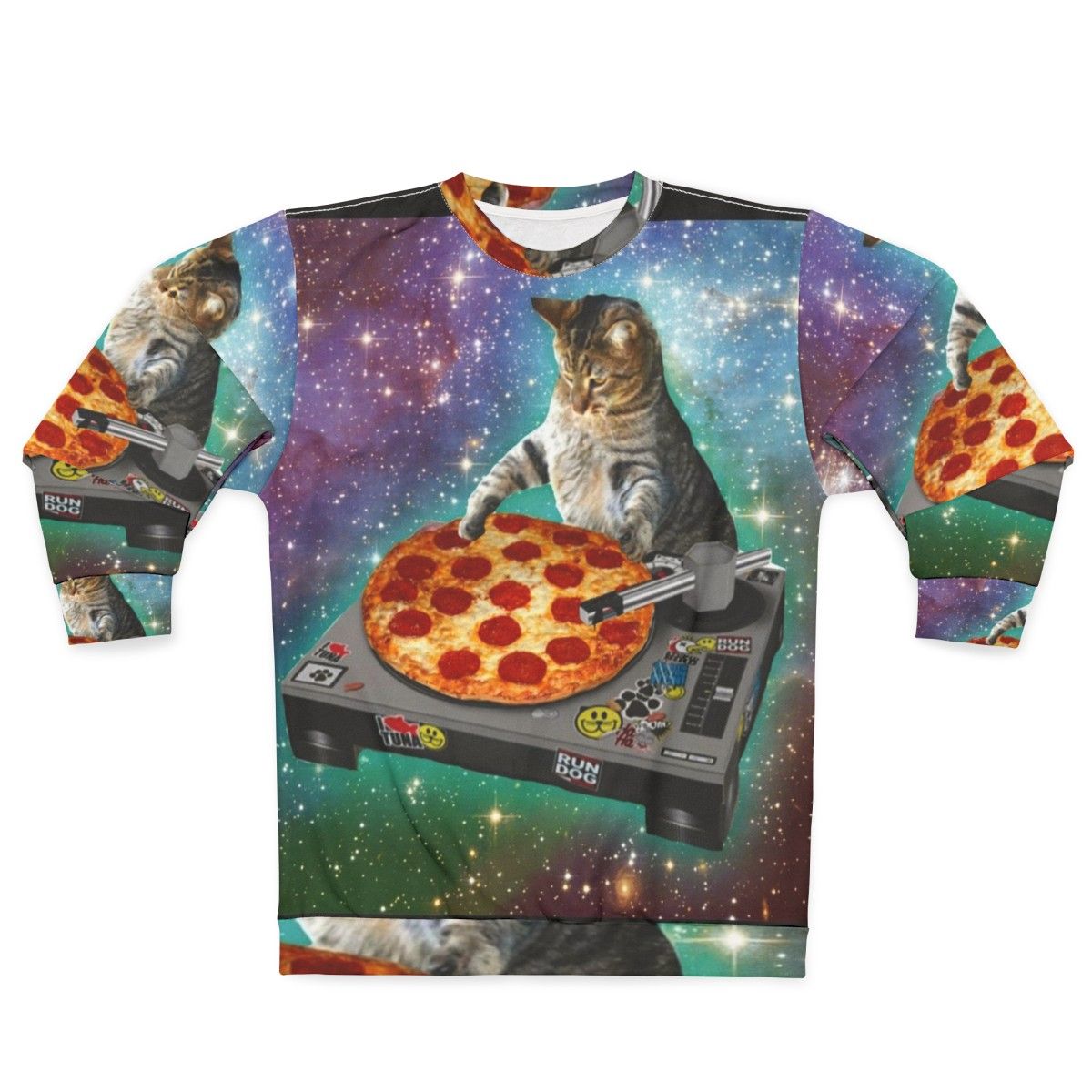 DJ Cat Pizza Graphic Sweatshirt