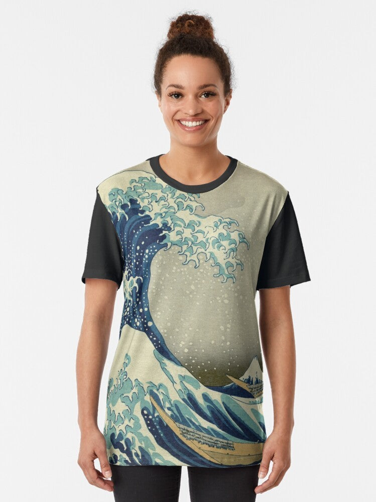 Kanagawa wave graphic t-shirt with Japanese art design - Women