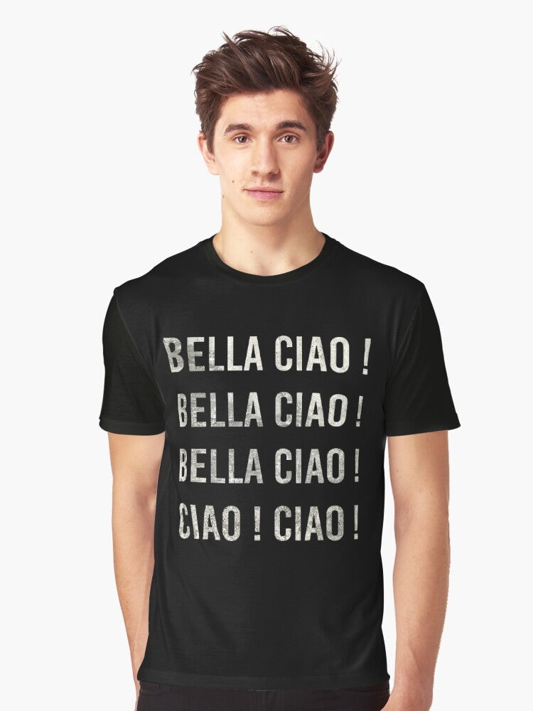 Bella Ciao graphic t-shirt featuring the iconic phrase from the popular TV series La Casa de Papel (Money Heist) - Men