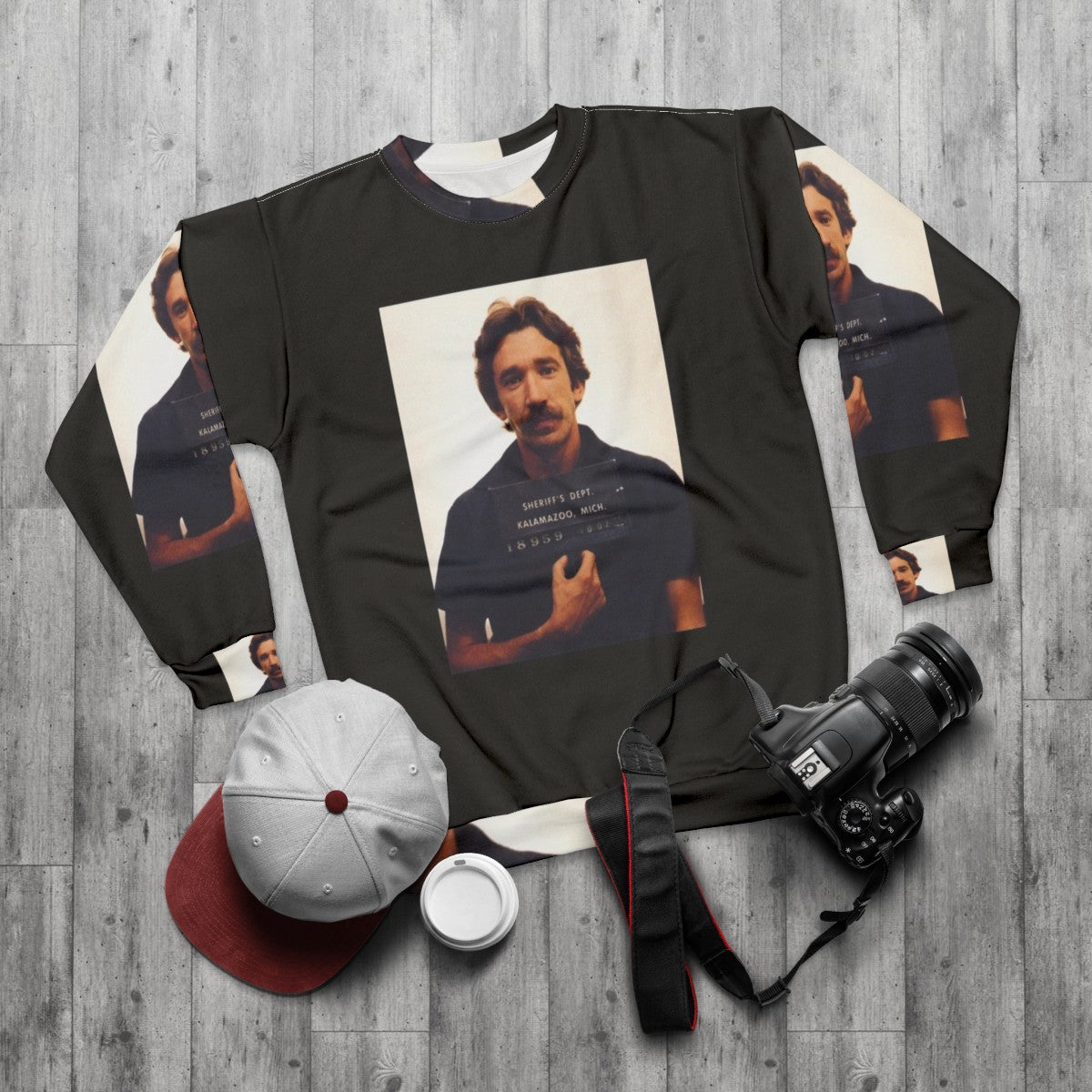 Tim Allen Mugshot Sweatshirt - flat lay