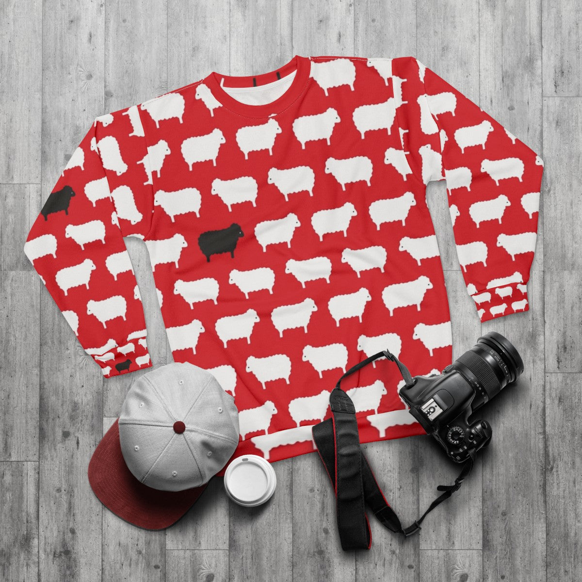 Black Sheep Pattern Sweatshirt - flat lay