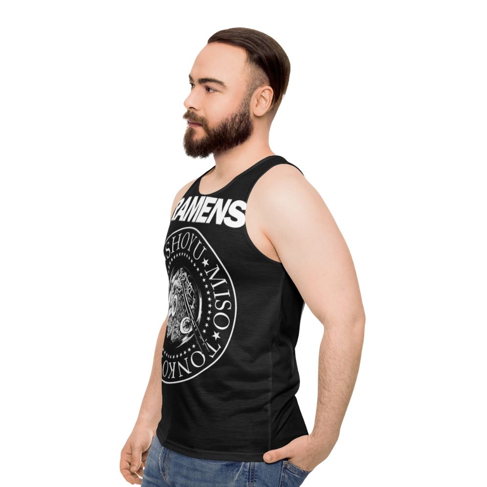 Retro punk rock ramen noodle unisex tank top - men side