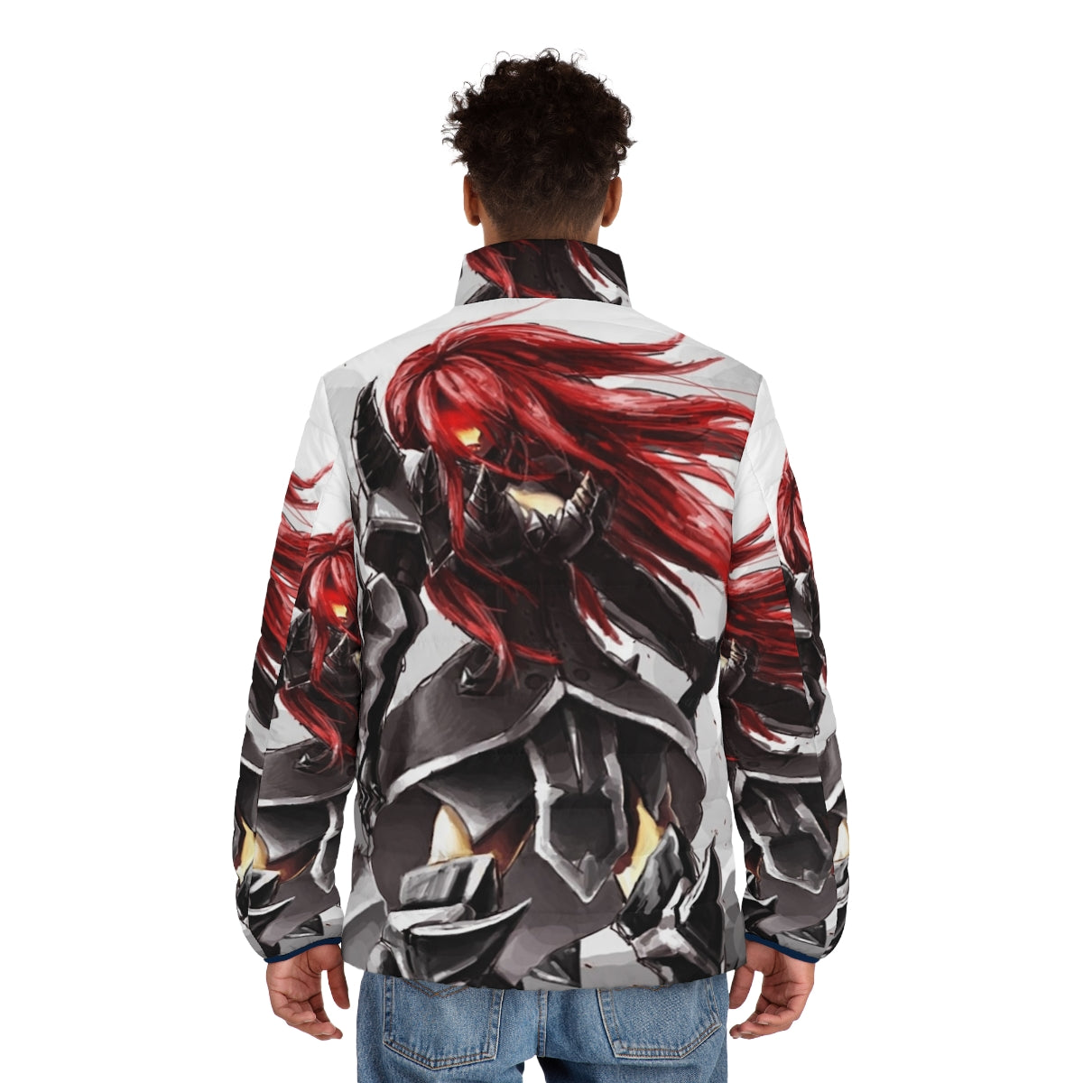 Titania Fairy Tail Puffer Jacket featuring anime characters - men back