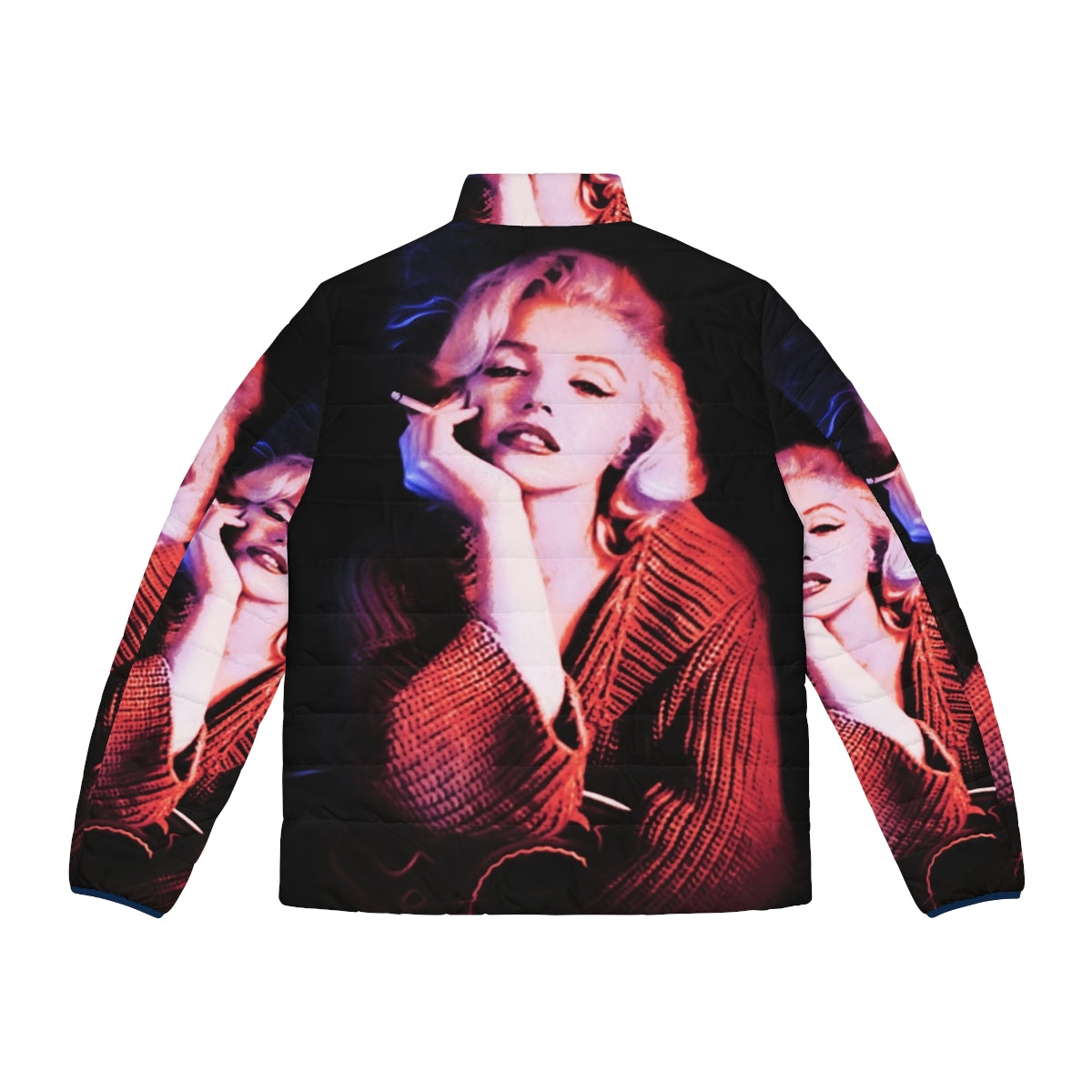 Marilyn Monroe Blue Smoke Puffer Jacket - Iconic Hollywood Cinema Star - Back