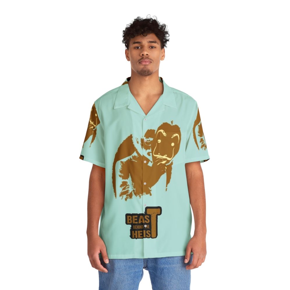 Beast Behind The Heist' Hawaiian Shirt 3 featuring Money Heist/La Casa De Papel Netflix fan art - People Front