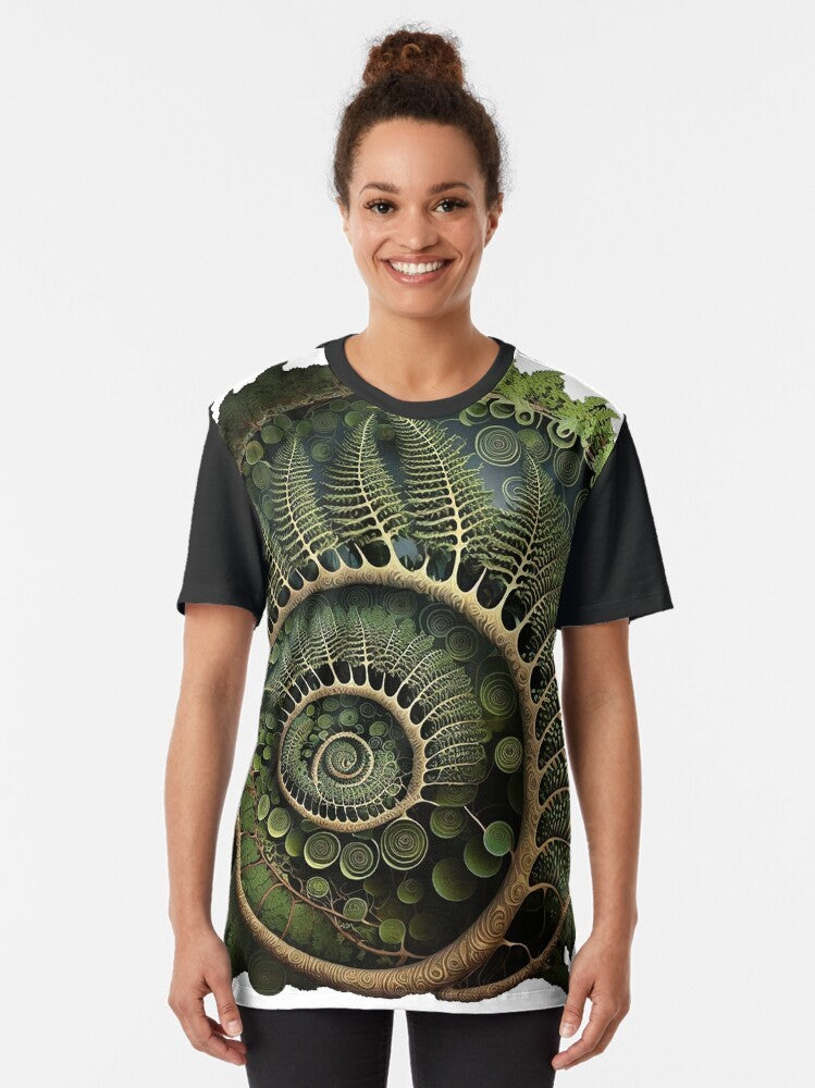 Fibonacci Fern Pattern Graphic T-Shirt - Women