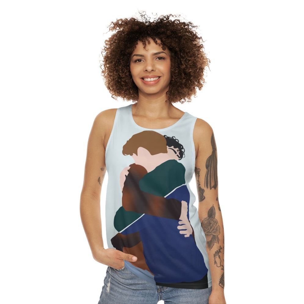 Heartstopper Unisex Tank Top with Nick and Charlie Hug - women