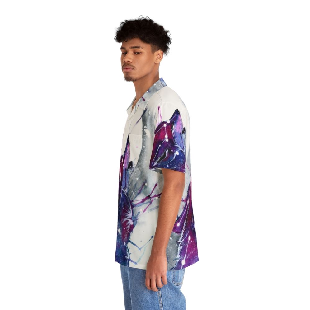 Galaxy wolf print on a tropical Hawaiian shirt - People Left