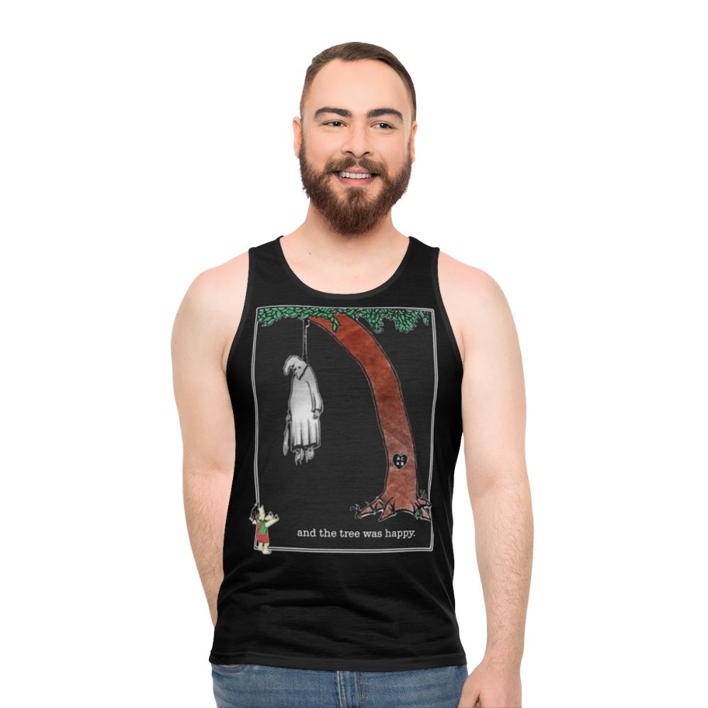 Unisex "And The Tree Was Happy" Graphic Tank Top - men