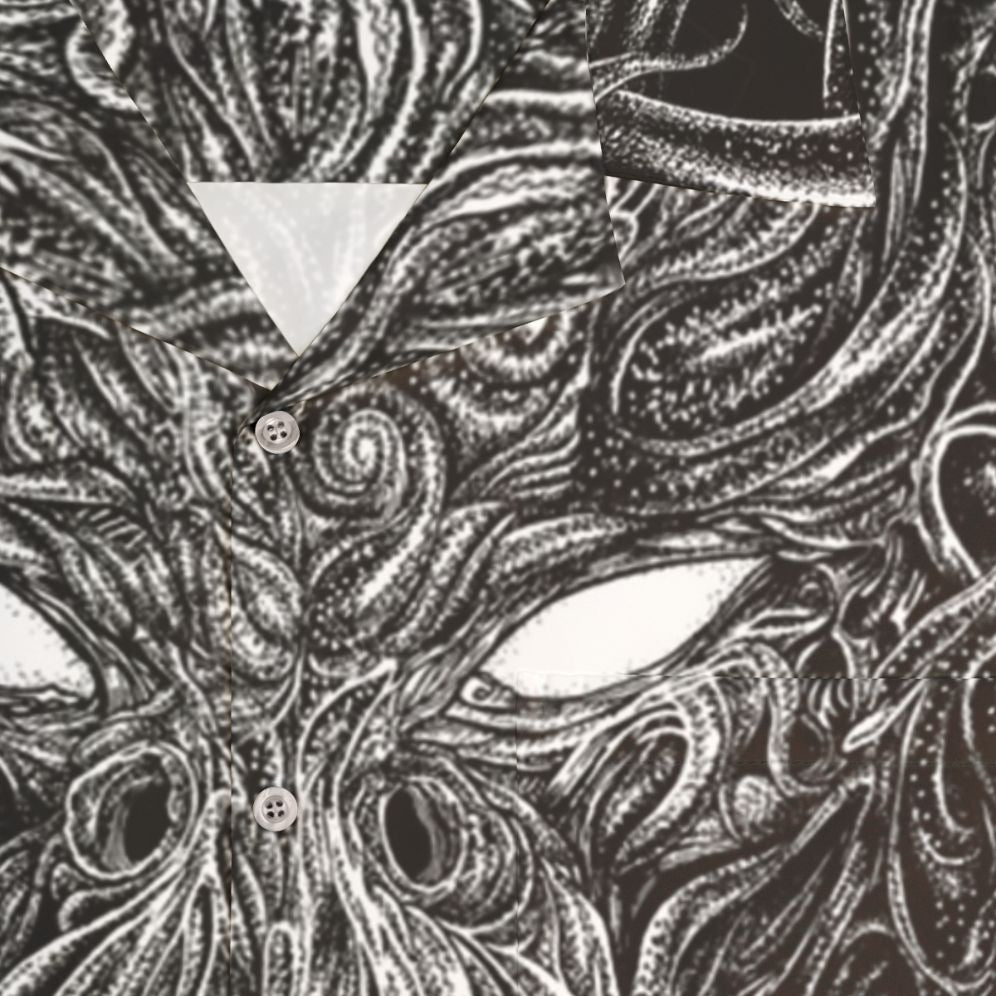 Lovecraft-inspired dark Hawaiian shirt with occult and horror designs - Detail