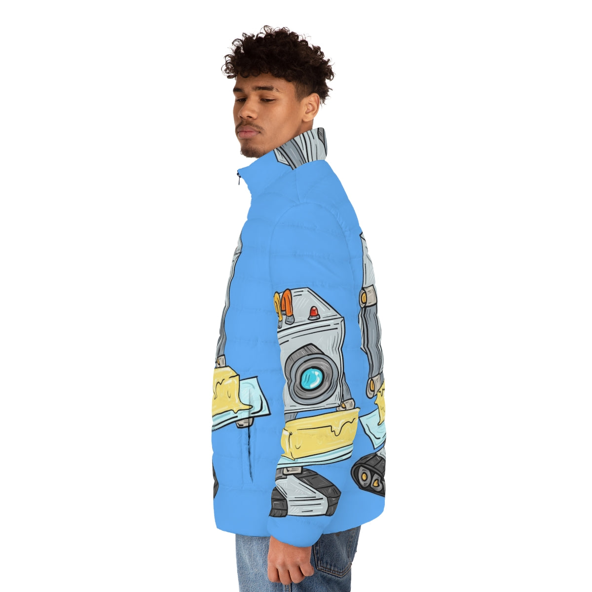 Butter Robot Puffer Jacket featuring a unique technology-inspired design - men side left