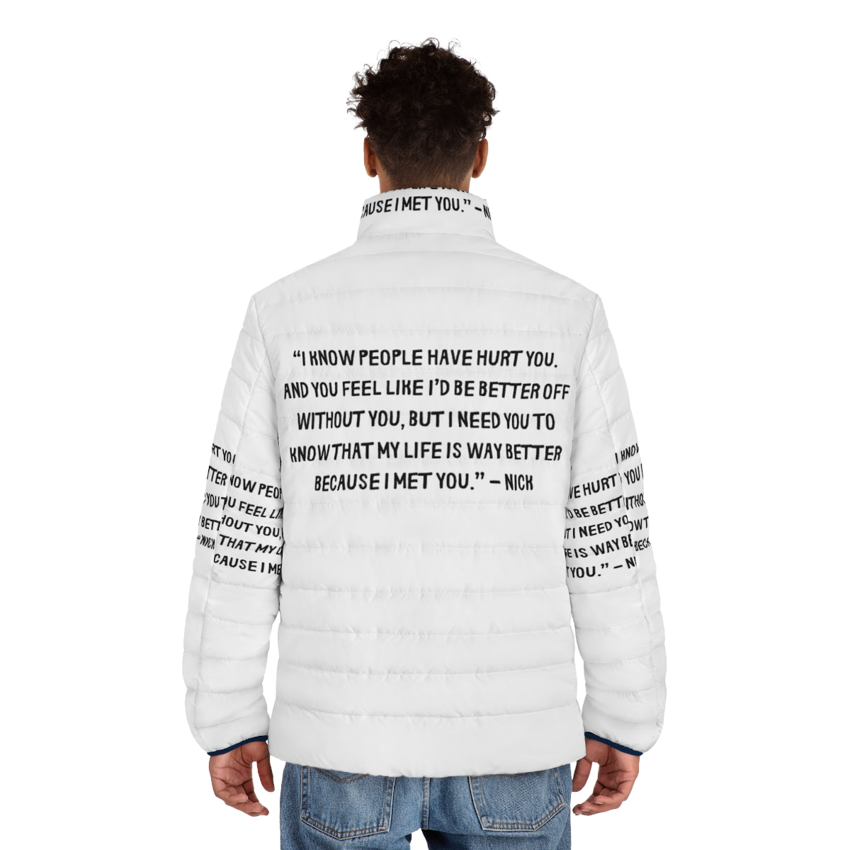 Heartstopper Gang Puffer Jacket 8 with Heartstopper characters and minimal design - men back