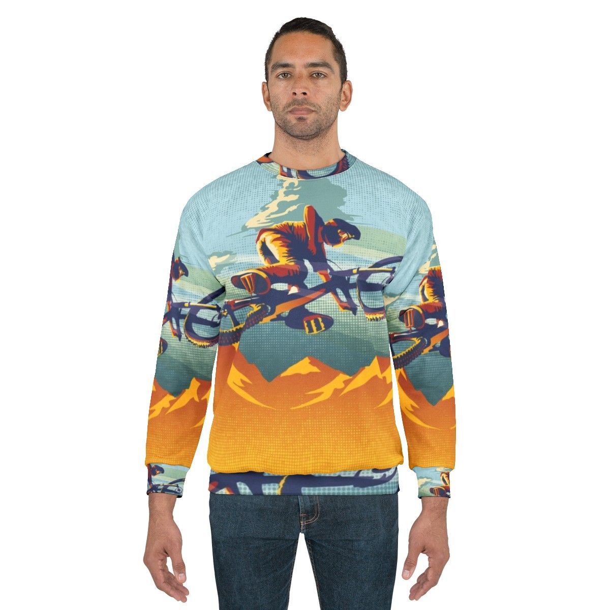 Mountain biking inspired sweatshirt with cycling art and design - men