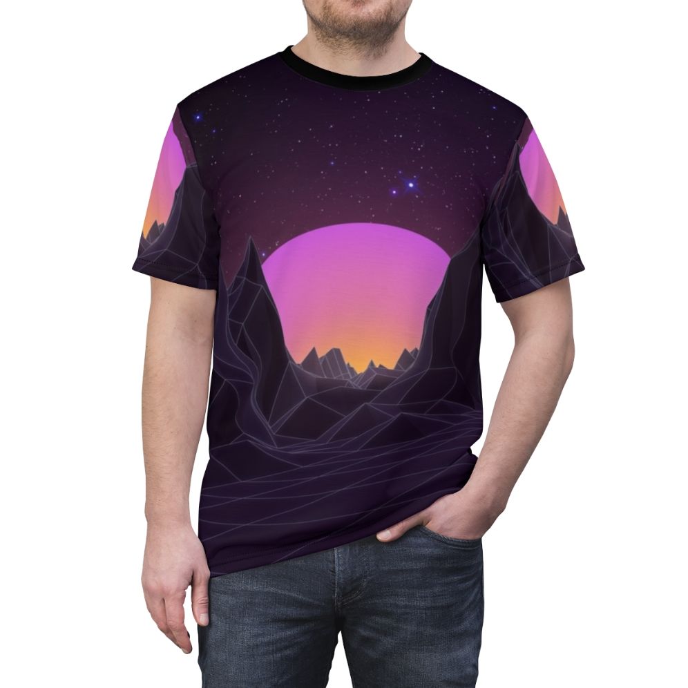 80s retro vaporwave inspired graphic design t-shirt - men front