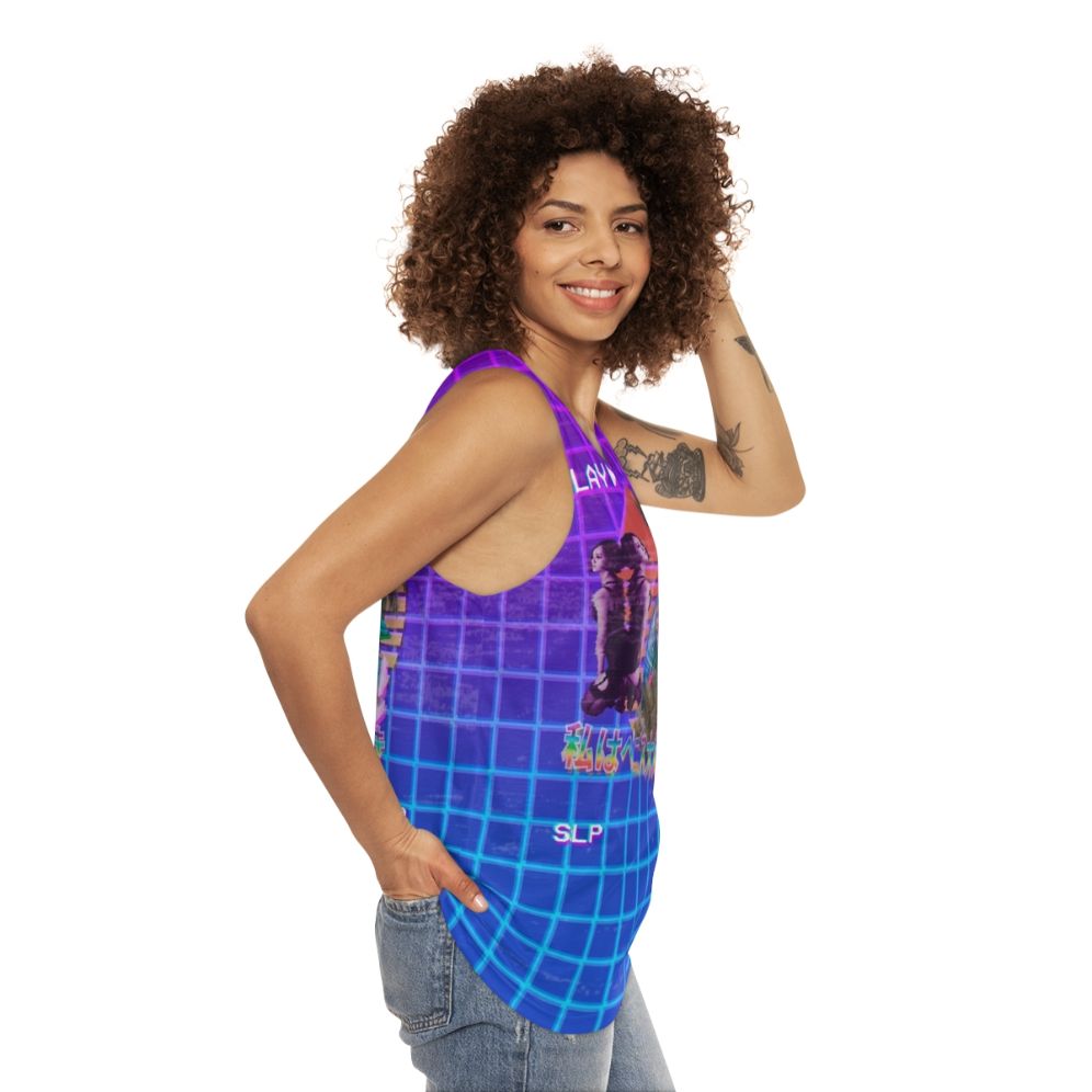 Vaporwave Fiji Bottle Unisex Tank Top - women side