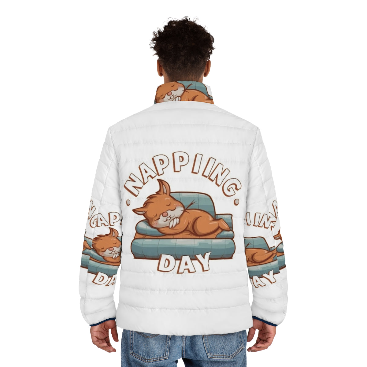 Napping Day Puffer Jacket - A cozy and comfortable puffer jacket for nap enthusiasts - men back