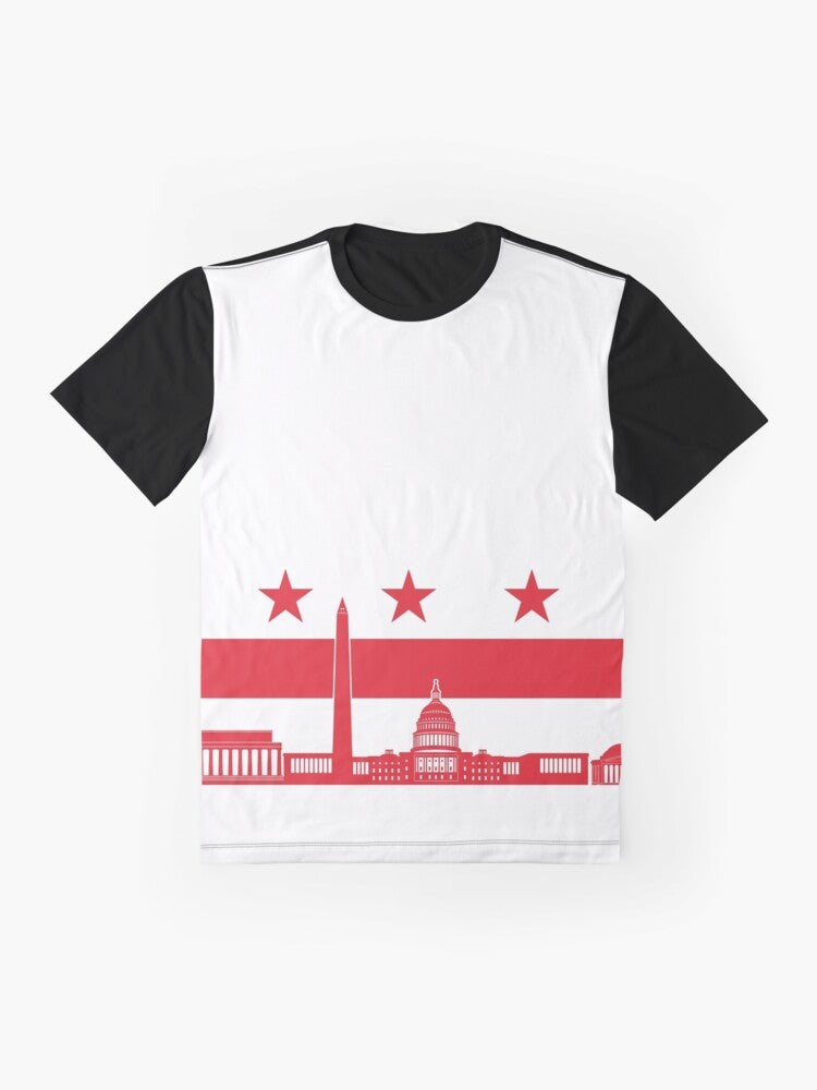 Washington DC Capital City Skyline Flag Graphic T-Shirt Design - Flat lay