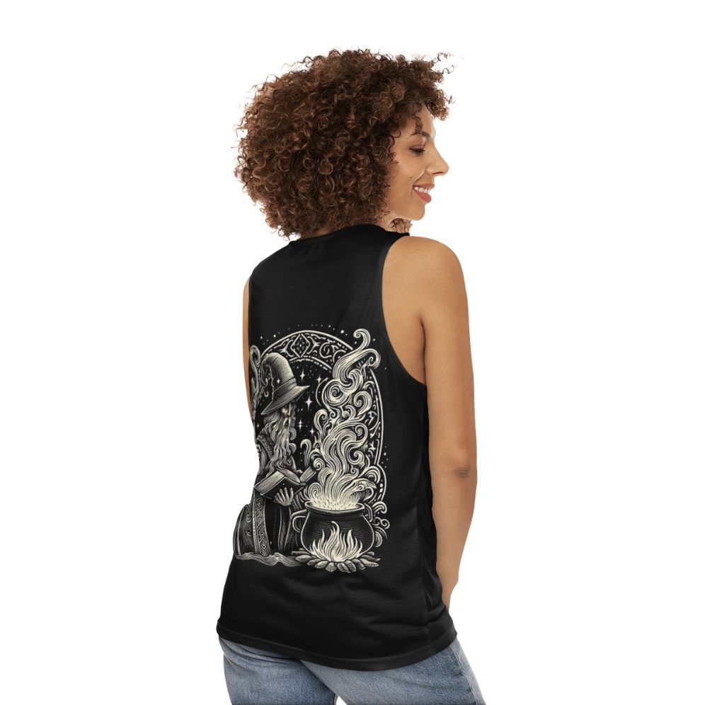 Wizard unisex tank top with magical design - women back