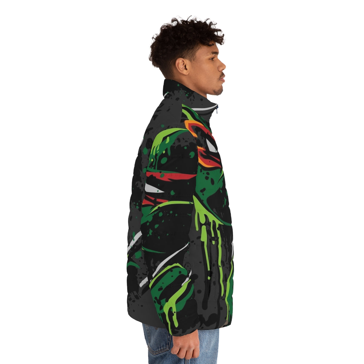 Raphael puffer jacket with TMNT graphics - men side right