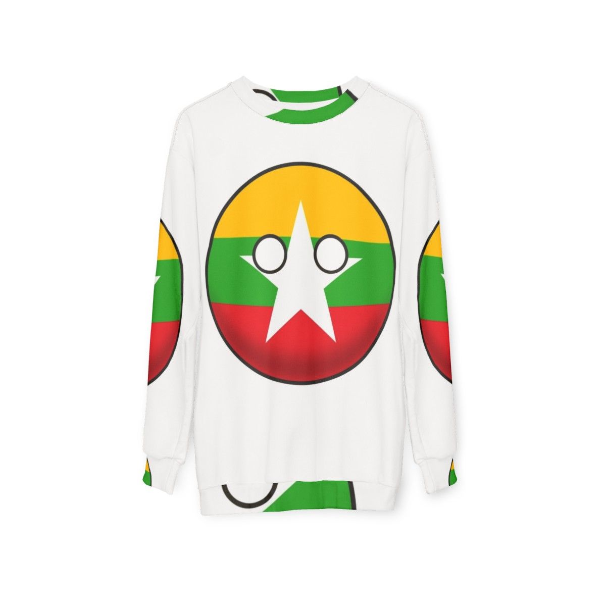 Myanmar Countryball Sweatshirt, showcasing the national flag and cultural pride - hanging