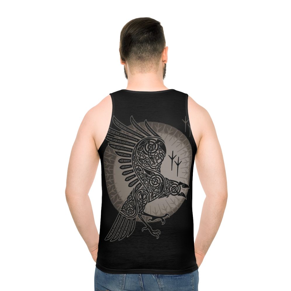 Raven Unisex Viking Tank Top with Scandinavian Tribal Design - men back