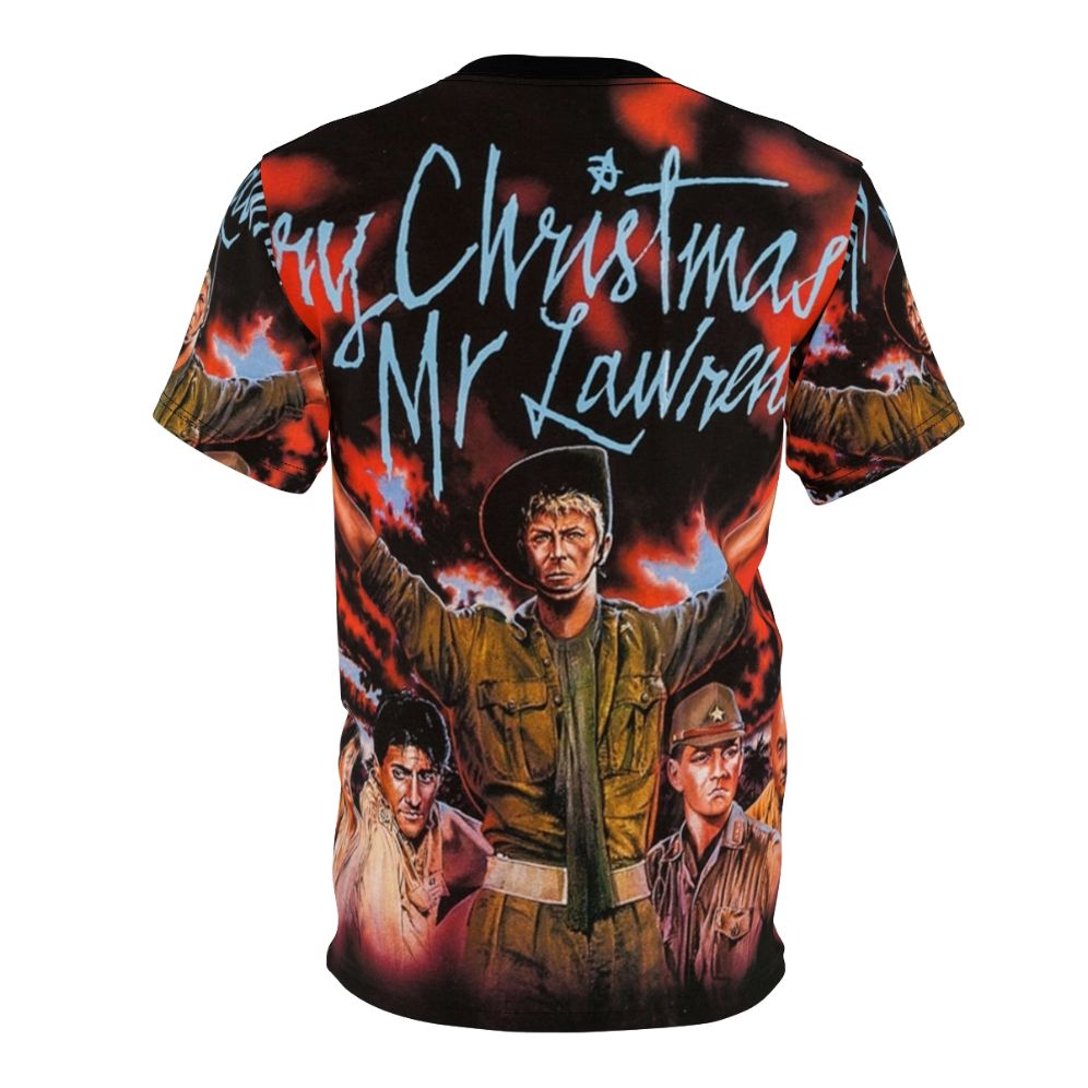 Retro-style t-shirt featuring artwork inspired by the 1983 cult Japanese film "Merry Christmas Mr. Lawrence" - Back