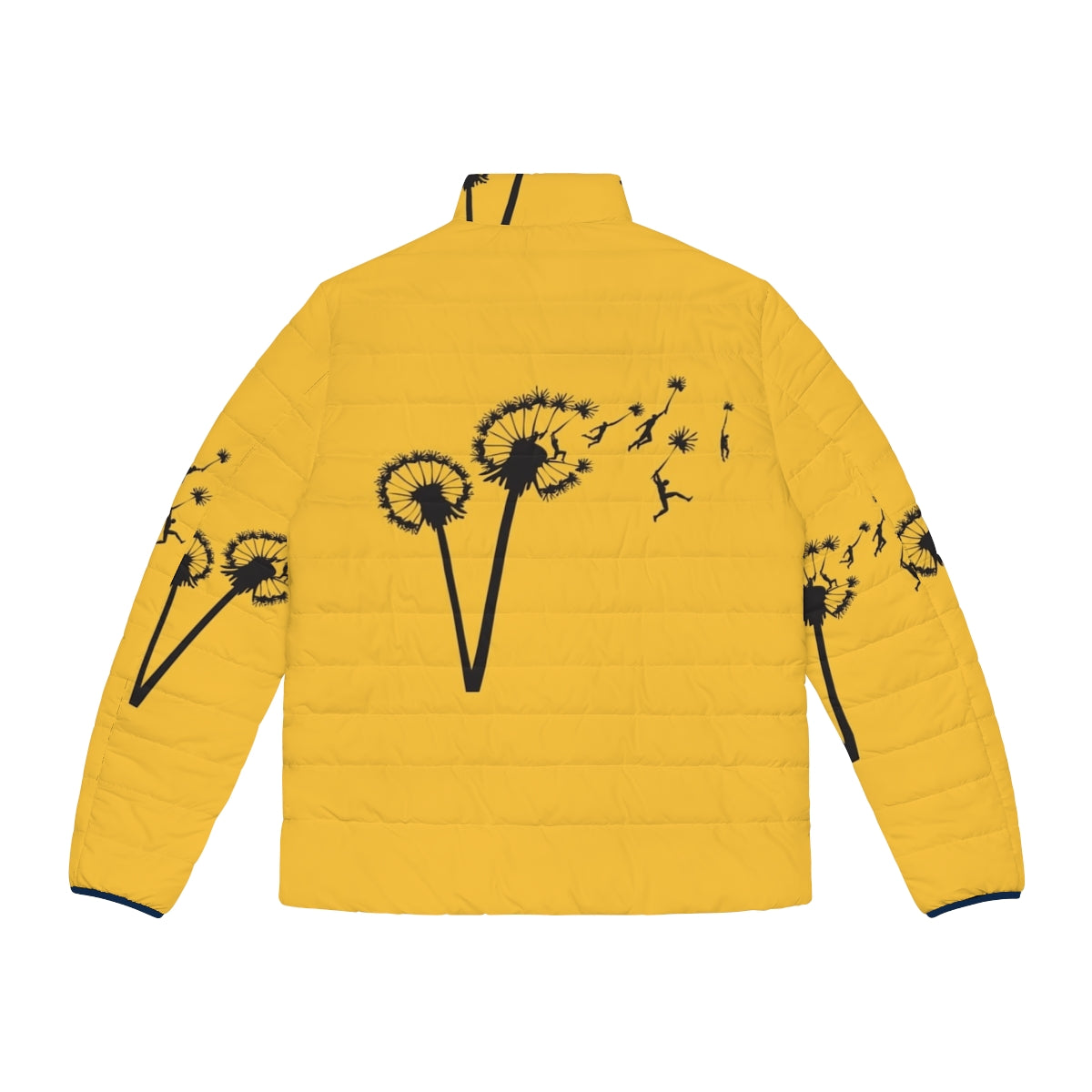 Vintage dandelion people puffer jacket with a flying, silhouette design - Back