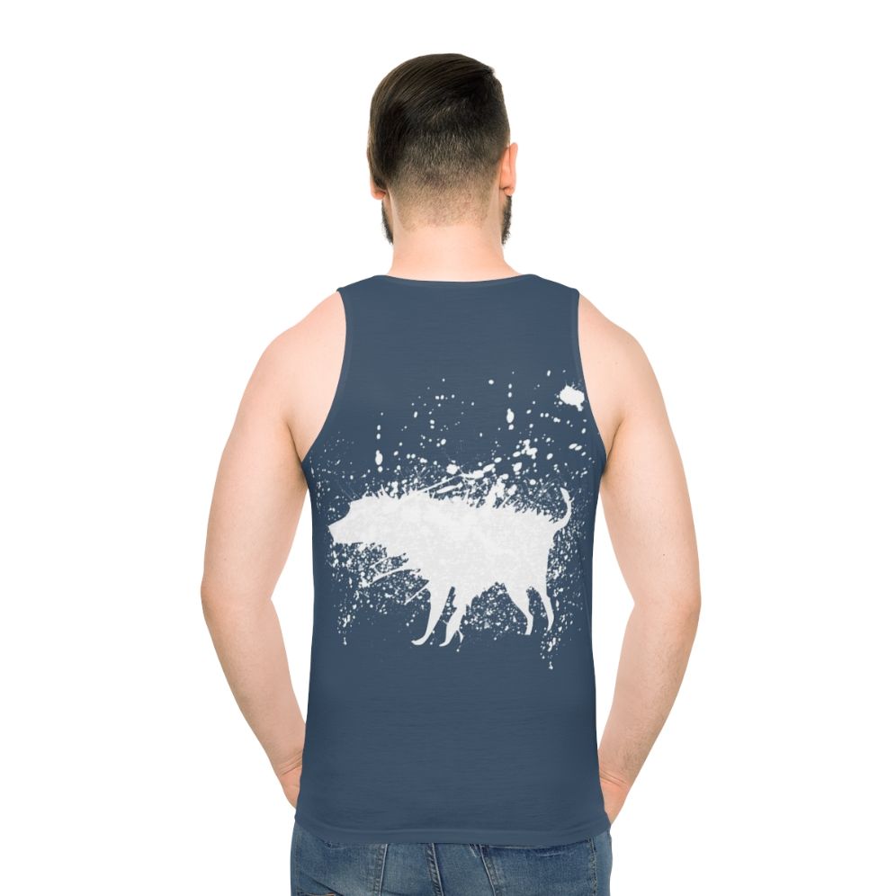 Banksy Splash Dog Unisex Tank Top - men back