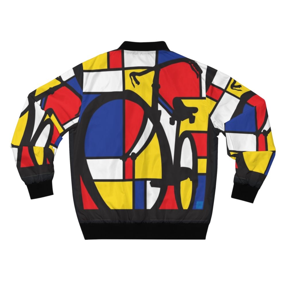 Mondrian-inspired bicycle art bomber jacket - Back