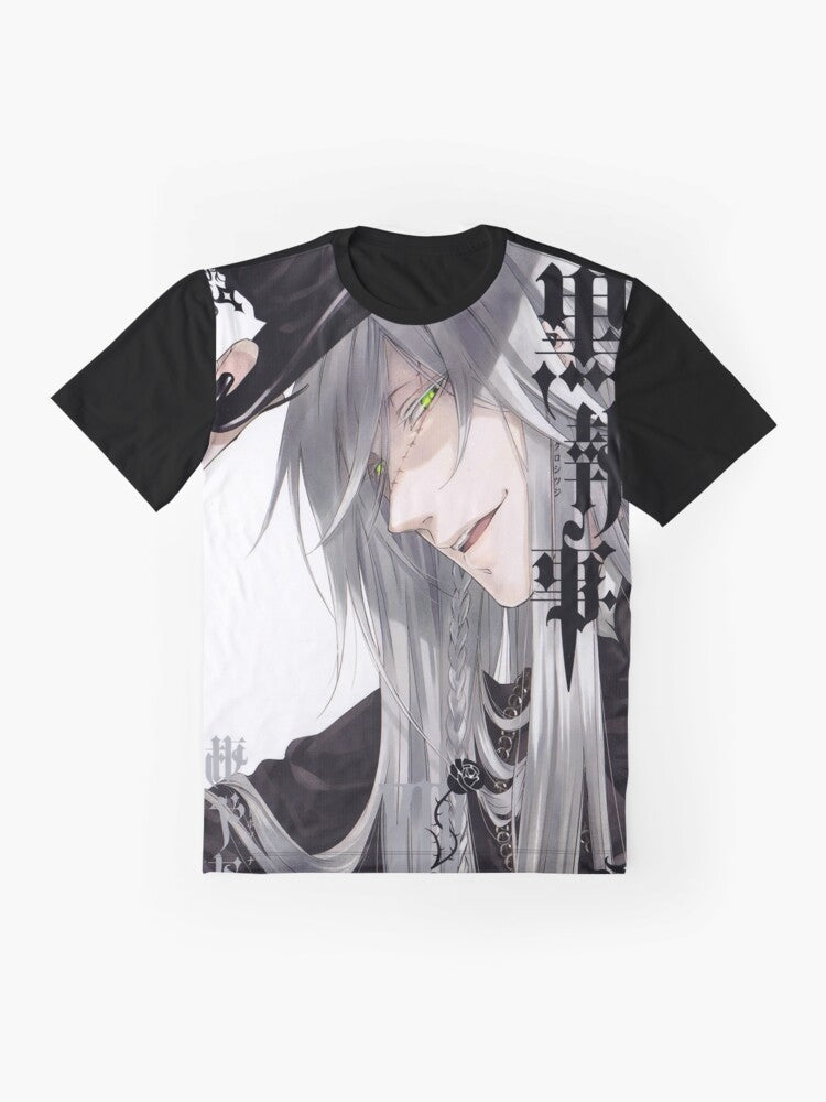 Undertaker Black Butler Graphic T-Shirt featuring Sebastian Michaelis and Ciel Phantomhive from the popular anime series - Flat lay