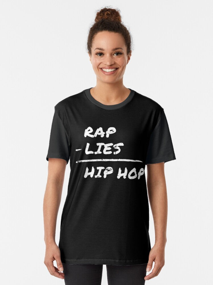 Graphic tee featuring hip hop and rap music culture with "realness" design - Women