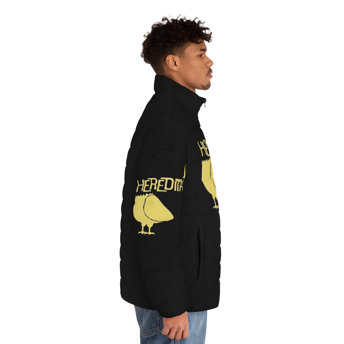 Hereditary Puffer Jacket featuring Paimon, the demon from the A24 horror film - men side right