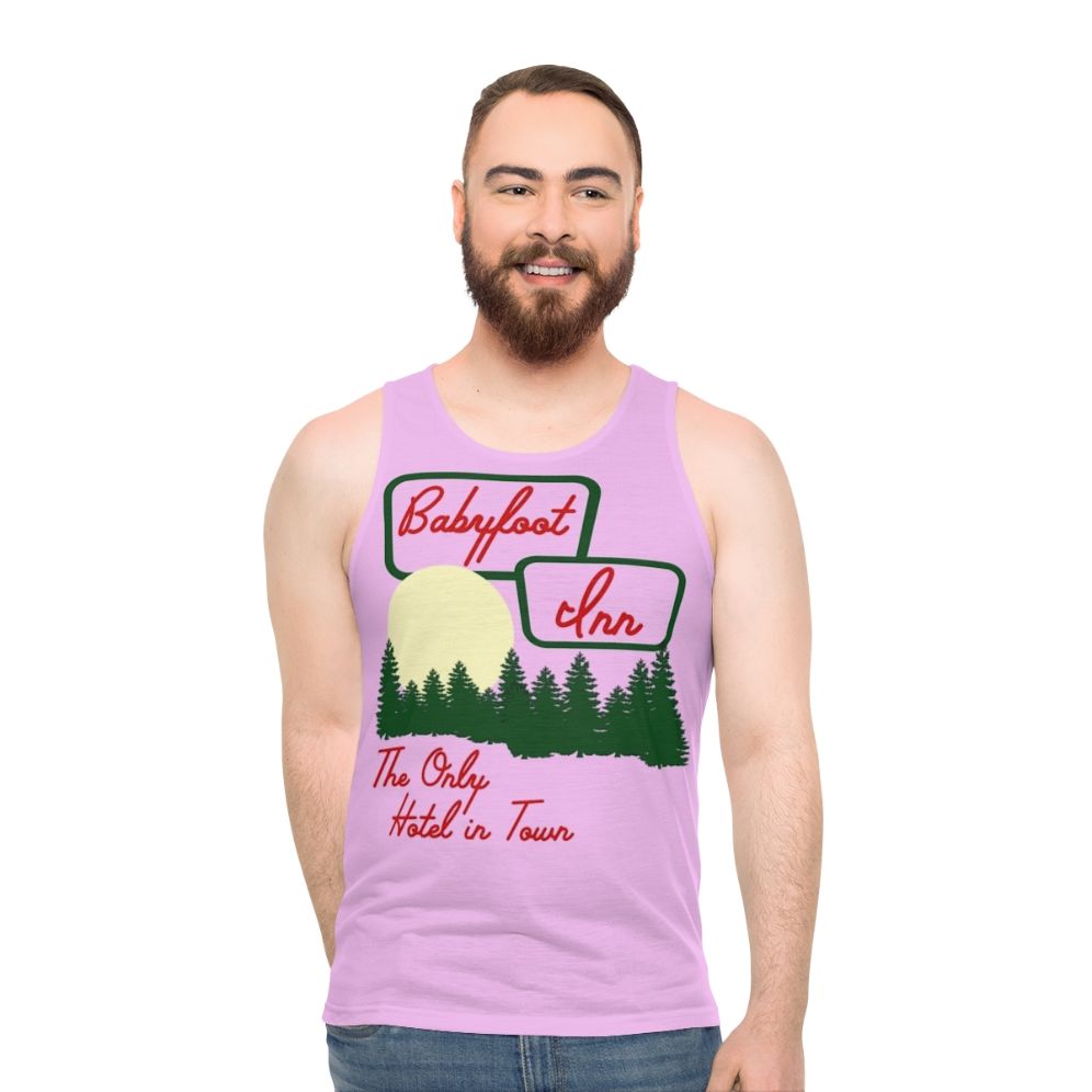 Vintage Unisex Babyfoot Inn Hotel Pink Tank Top - men