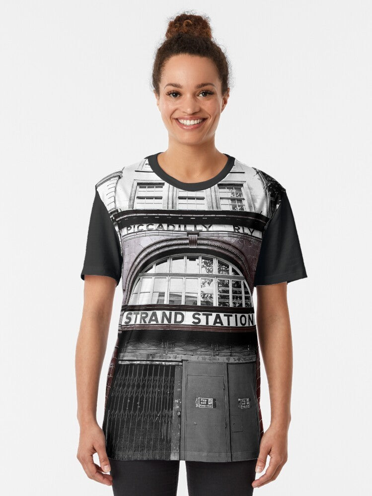 Aldwych Underground Station Graphic T-Shirt featuring the historic London tube logo - Women