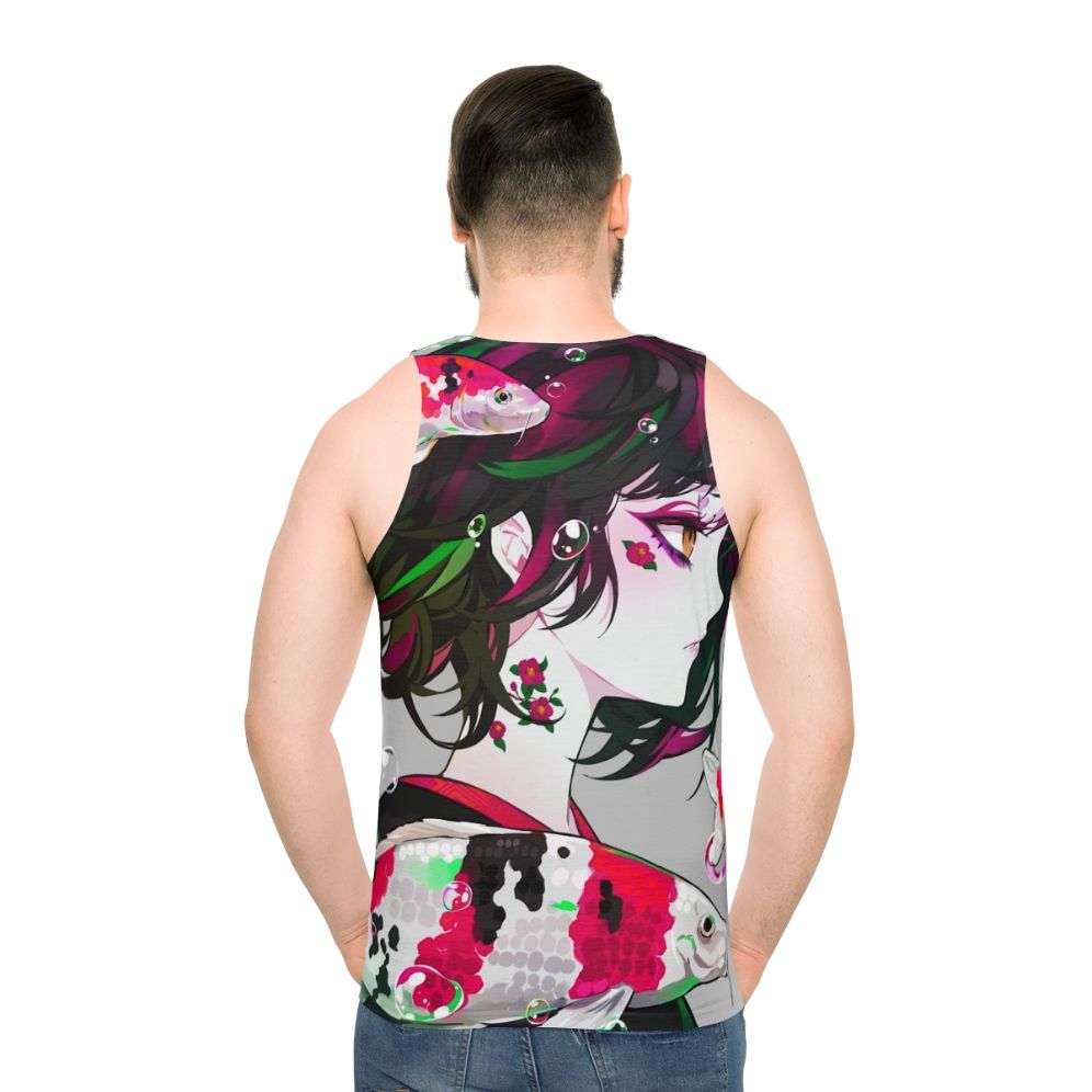 Vivid koi fish design unisex tank top - men back