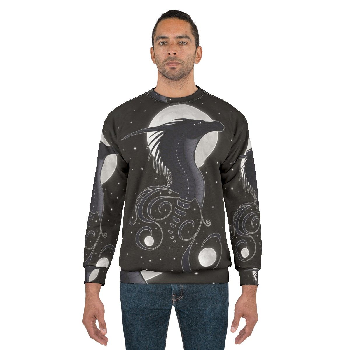 Wings of Fire Darkstalker Sweatshirt featuring dragon, nightwing, and icewing designs - men