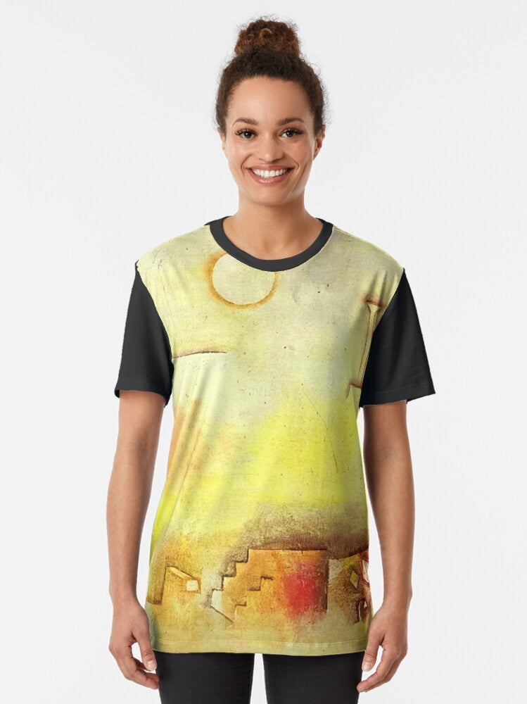 "Iconic 'Castle and Sun' painting by Paul Klee on a graphic t-shirt" - Women