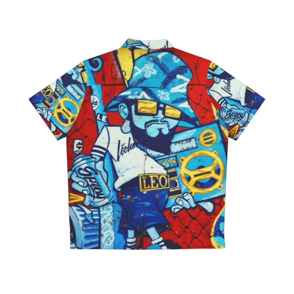 Retro 80s graffiti style b-boy hawaiian shirt - Back