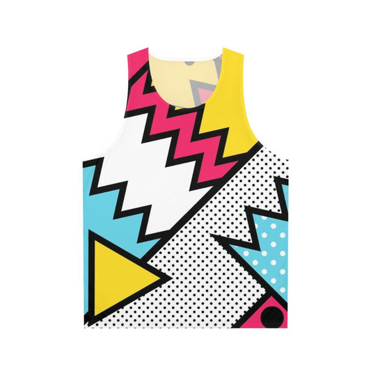 Unisex tank top with vibrant zigzag 80s Memphis pattern