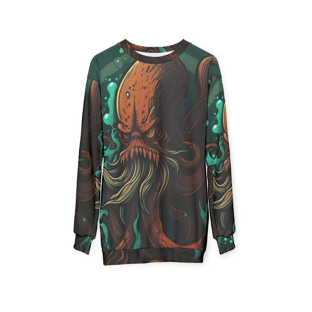 Sweatshirt featuring mythical sea creatures and legendary aquatic beasts - hanging