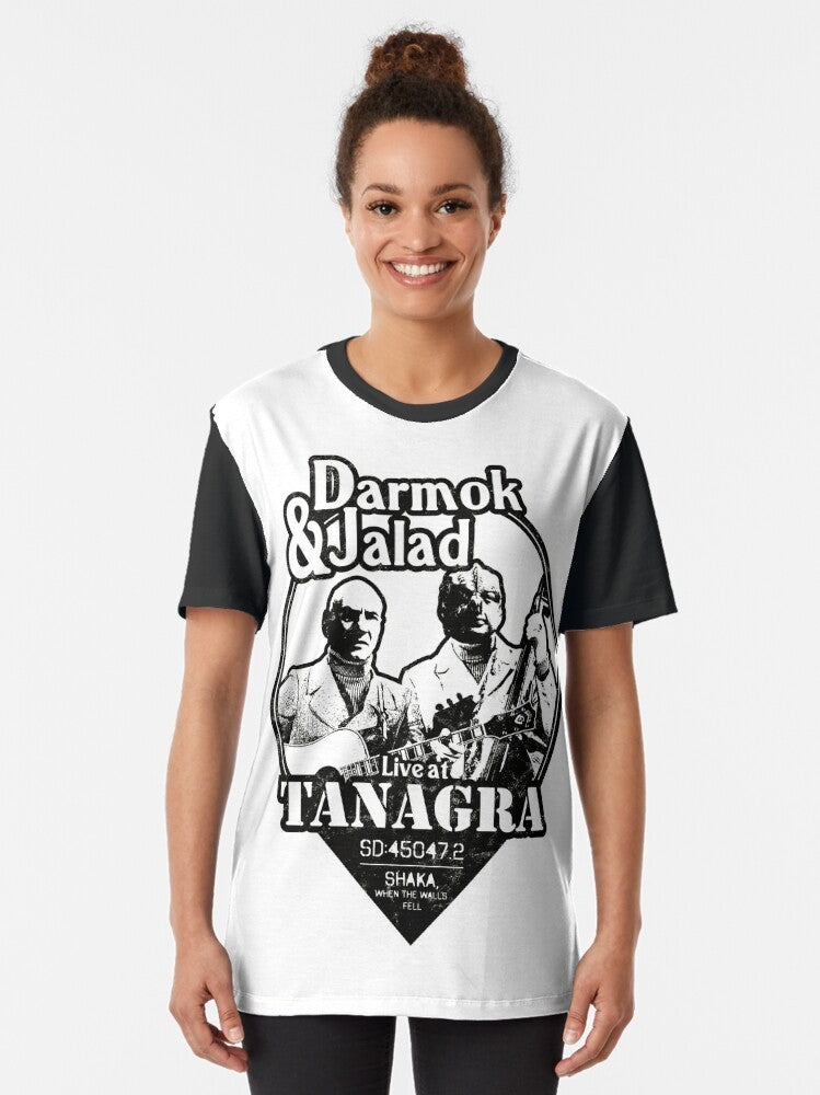 Darmok and Jalad at Tanagra! Star Trek inspired graphic t-shirt featuring the iconic reference to the episode "Darmok". - Women
