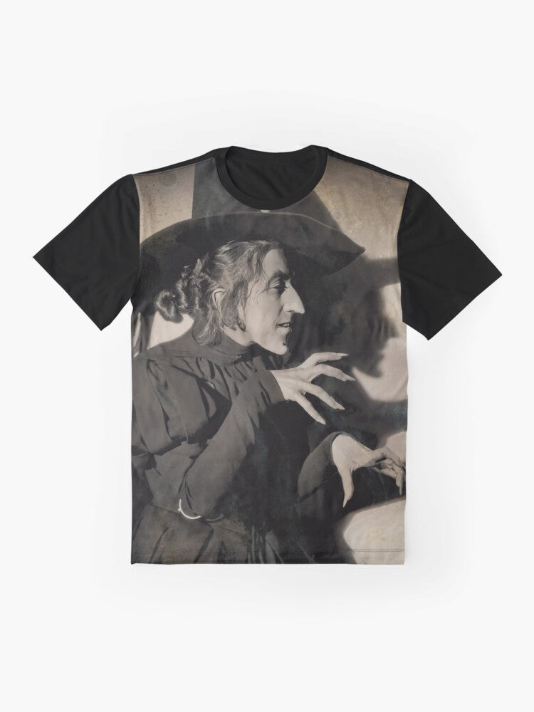 Wizard of Oz Wicked Witch of the West graphic t-shirt featuring Margaret Hamilton's iconic character - Flat lay