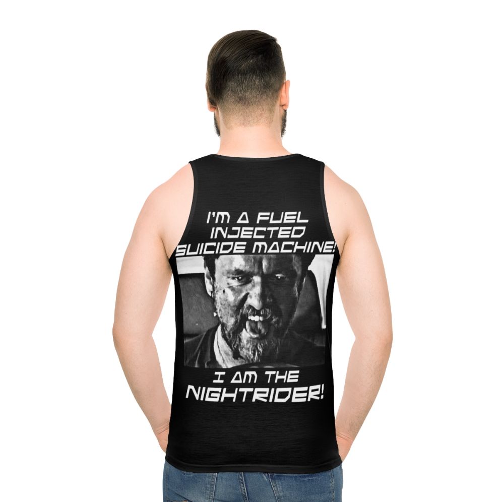 Unisex Nightrider tank top in post-apocalyptic fashion - men back