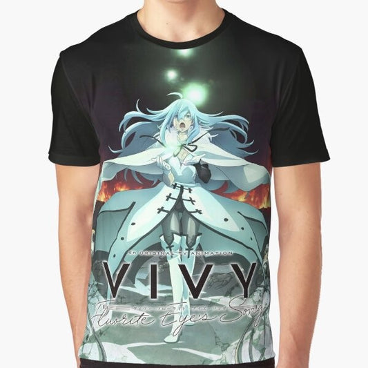 Vivy: Fluorite Eye's Song anime-inspired graphic t-shirt with characters from the show