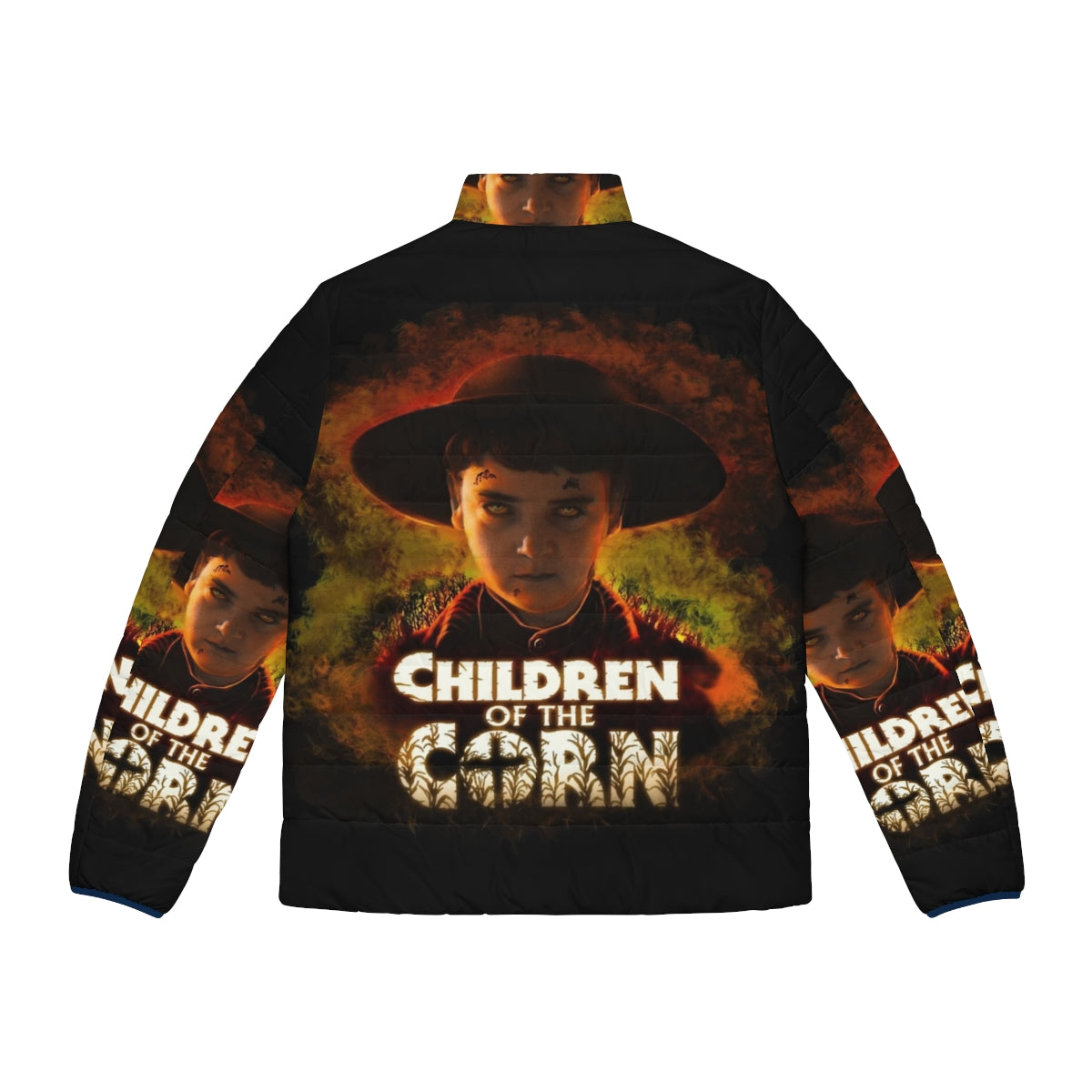 Children of the Corn puffer jacket with spooky corn field design - Back